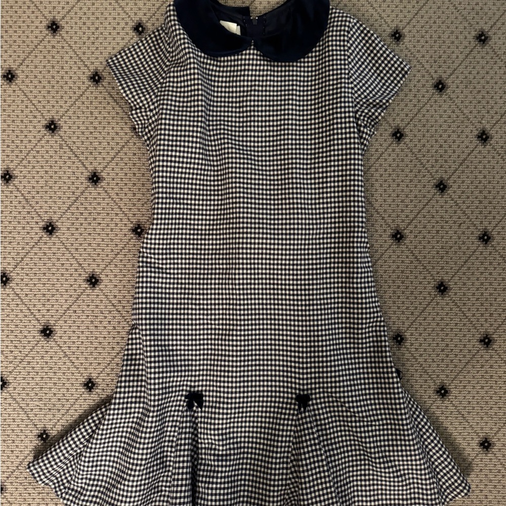 Frances Johnston Girls Dress — Navy Gingham